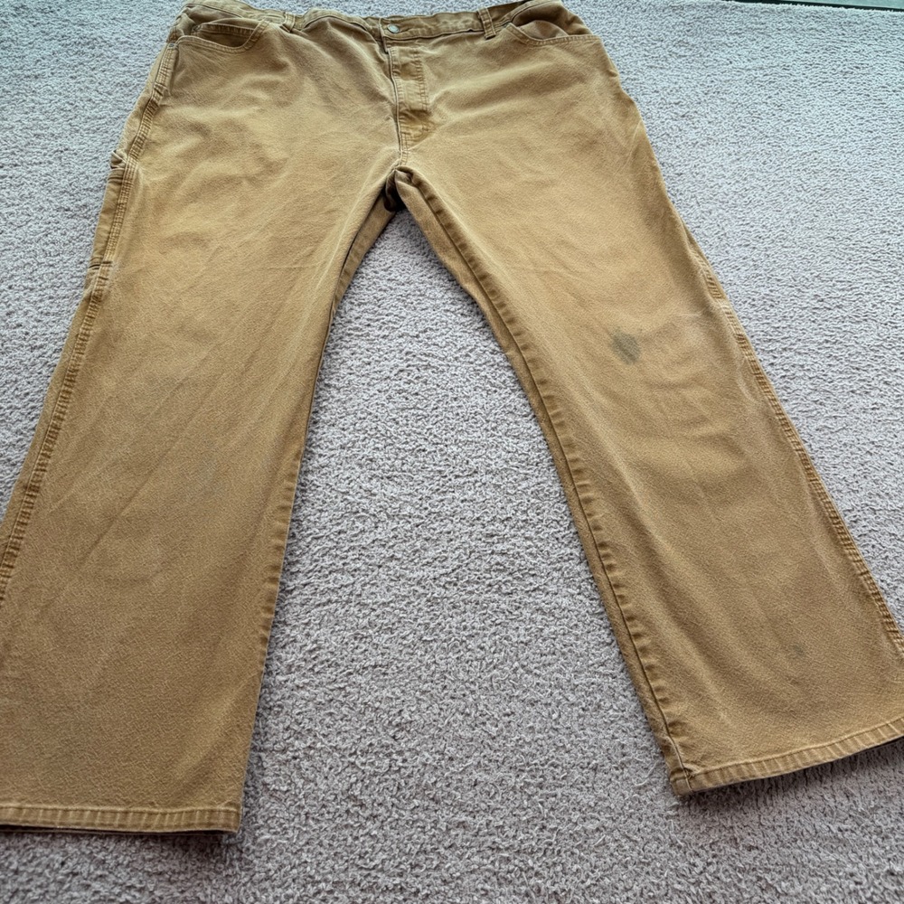 Dickies Mens Carpenter Pants 42x30 Duck Brown Stretch Utility Workwear P373627